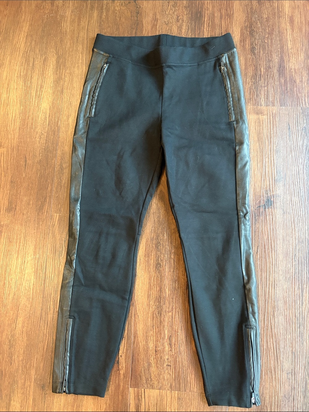 GAP Black Legging Pants with Faux Leather side detail and zippers